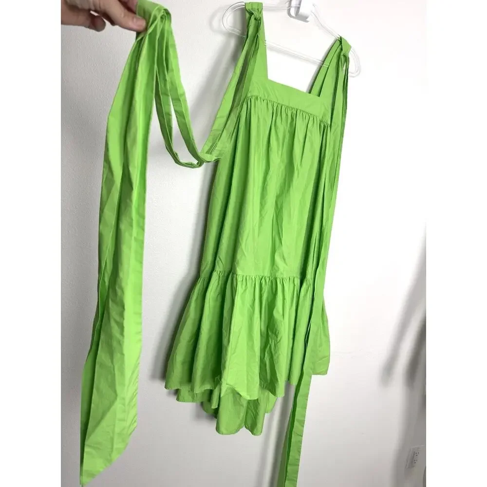 Christopher John Rogers Dress Womens Small Green Strap Tie Midi Babydoll A-Line - Picture 10 of 16